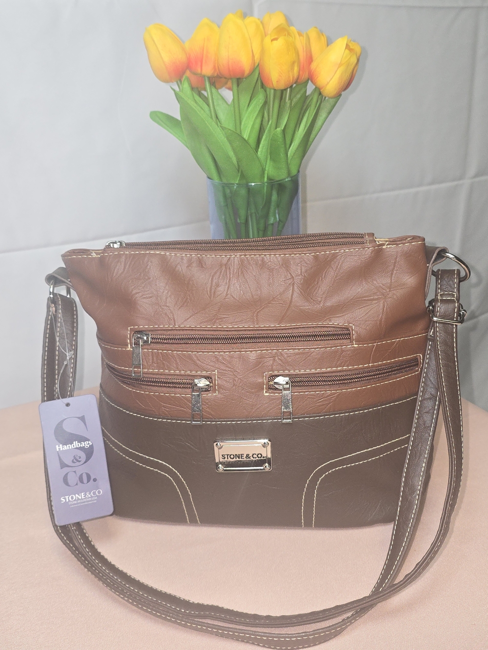 Stone & Co. Two-Tone Brown Crossbody Bag NWT